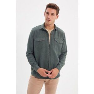 Trendyol Green Men's Double Pocket Covered Regular Fit Shirt