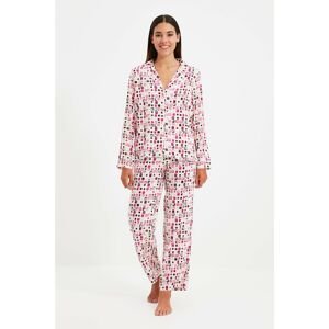 Trendyol Pink Retro Patterned Woven Pajamas Set