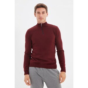 Trendyol Dark Claret Red Men's Half Fisherman Slim Fit Knitwear Sweater
