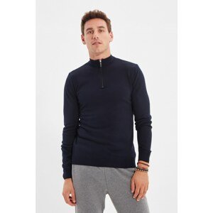 Trendyol Navy Blue Men's Half Fisherman Slim Fit Knitwear Sweater