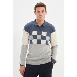 Trendyol Petrol Men Polo Collar Slim Fit Knitwear Sweater