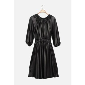 Trendyol Black Petite Waist Pleated Dress