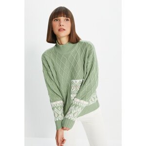 Trendyol Mint Jacquard Knitwear Sweater