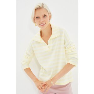 Trendyol Yellow Polo Collar Striped Knitwear Sweater