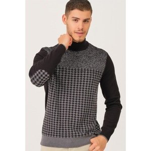 V9282 DEWBERRY DIO RISE FISHERMAN'S COLLAR MEN'S SWEATER-BLACK