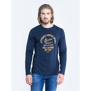 Big Star Man's Shirt_ls T-shirt ls 180025 Blue Knitted-403