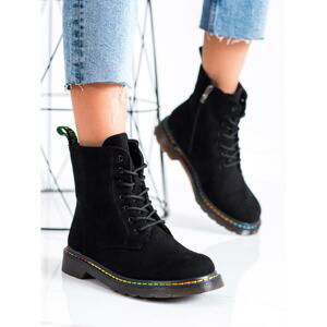 WEIDE BLACK LACE-UP ANKLE BOOTS