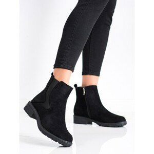 SHELOVET BLACK SUEDE ANKLE BOOTS