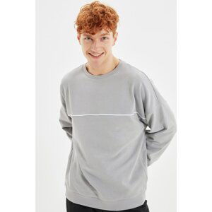 Trendyol Gray Men's Oversize Fit Long Sleeve Crew Neck Sweatshirt