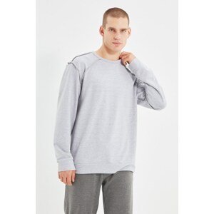 Trendyol Gray Men Regular Fit Long Sleeve Crew Neck Stitch Detail Sweatshirt