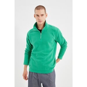 Trendyol Green Men's Regular Fit Zippered Stand Up Sweatshirt
