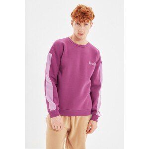Trendyol Purple Men Regular Fit Crew Neck Embroidered Sweatshirt
