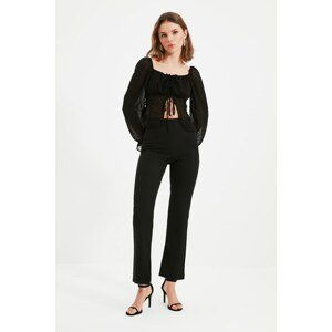 Trendyol Black Petite Woven High Waist Trousers