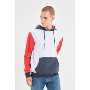 Trendyol White Men Regular Fit Hooded Paneled Sweatshirt