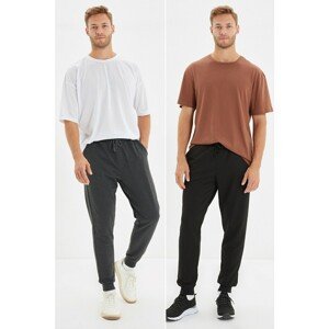 Trendyol Anthracite-Black Men Regular Fit Elastic Leg Basic 2-Pack Sweatpants