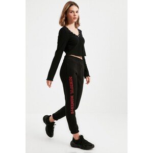 Trendyol Black Printed Petite Knitted Sweatpants