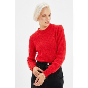 Trendyol Red Openwork Crew Neck Knitwear Pullover Sweater