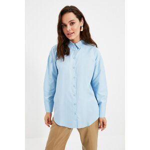 Trendyol Blue Shirt Collar Tunic