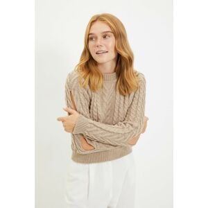 Trendyol Camel Cut Out Knitwear Sweater