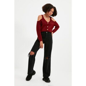 Trendyol Burgundy Shoulder Detailed Knitwear Cardigan