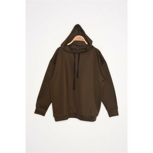 Trendyol Brown Oversize Hooded Sports Sweatshirt