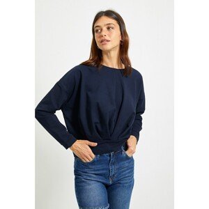 Trendyol Navy Blue Pleated Detailed Basic Knitted Thin Sweatshirt