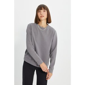 Trendyol Gray Basic Wash Knitted Sweatshirt
