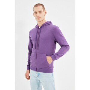 Trendyol Purple Basic Hooded Regular Fit Zippered Sweatshirt