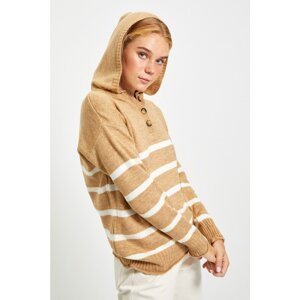 Trendyol Camel Hooded Knitwear Sweater