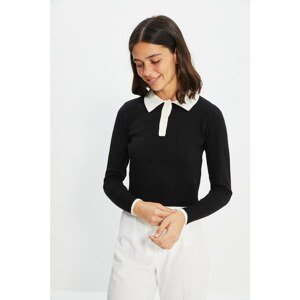 Trendyol Black Polo Collar Knitwear Sweater
