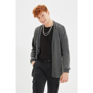 Trendyol Anthracite Men Regular Fit Back Letter Detailed Cardigan