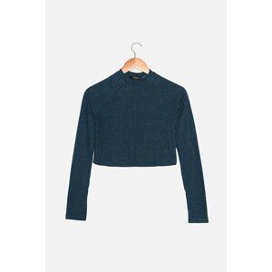 Trendyol Oil Fake Knitwear Look Crop Knitted Blouse