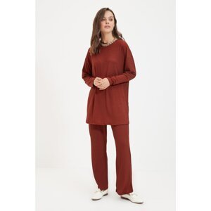 Trendyol Claret Red Knitted Bottom-Top Set