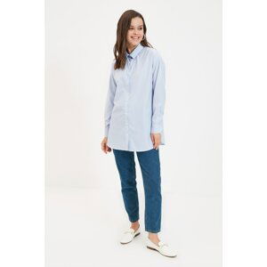 Trendyol Blue Shirt Collar Tunic