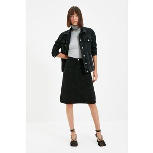 Trendyol Black Pocket Detailed Midi Denim Skirt