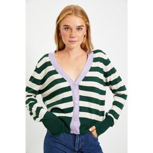 Trendyol Emerald Green Striped Knitwear Cardigan