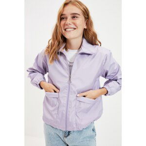 Trendyol Lilac Oversize Zipper Closure Windbreaker Coat