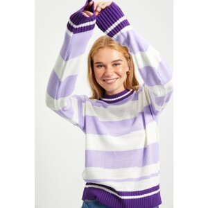Trendyol Lilac Color Block Knitwear Sweater