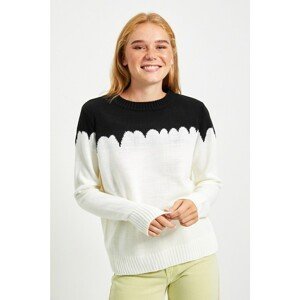 Trendyol Ecru Crew Neck Color Block Knitwear Sweater