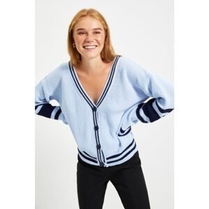 Trendyol Light Blue Color Block Knitwear Cardigan