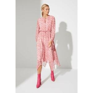 Trendyol Pink Patterned Asymmetrical Detailed Dress