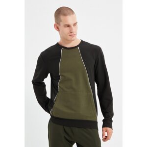 Trendyol Black Men's Slim Fit Crew Neck Long Sleeve Paneled Sweatshirt