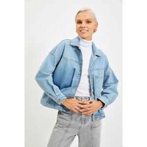 Trendyol Blue Pocket Detailed Oversize Denim Jacket