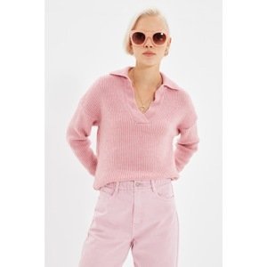 Trendyol Dried Rose Polo Collar Knitwear Sweater