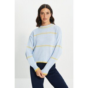 Trendyol Light Blue Striped Knitwear Sweater