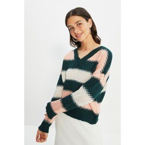Trendyol Green V-Neck Knitwear Sweater
