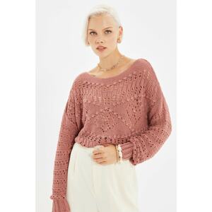 Trendyol Dried Rose Openwork Knitwear Sweater