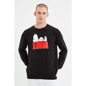 Trendyol Black Men Regular Fit Snoopy License Printed Knitwear Sweater