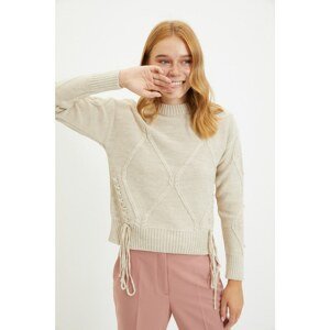 Trendyol Stone Side Lace-Up Detailed Knitwear Sweater