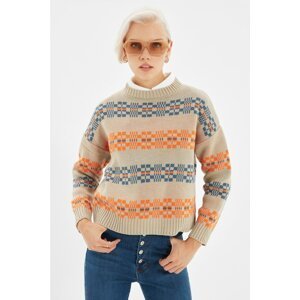 Trendyol Camel Jacquard Knitwear Sweater
